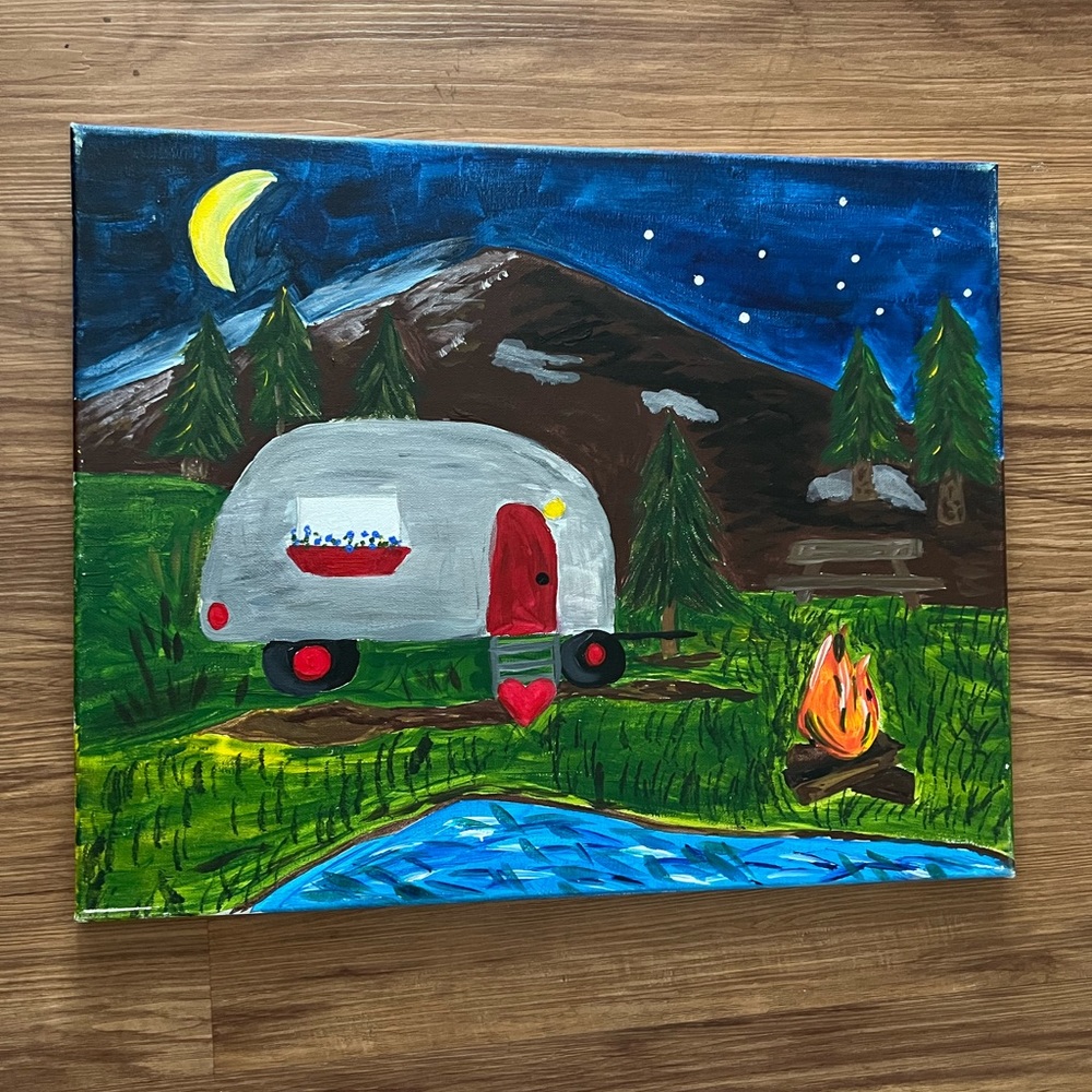 Original Acrylic Rustic Still Life Painting "Under the Stars"
